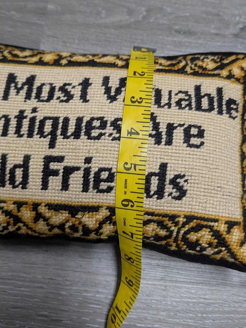 Needlepoint Pillow Black Velvet Backing FRIENDSHIP